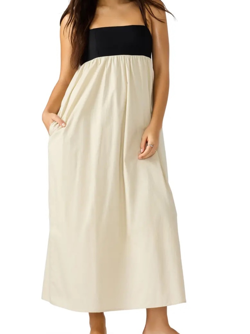 STEVE MADDEN NWT Black and Cream Maxi Dress with Adjustable Straps